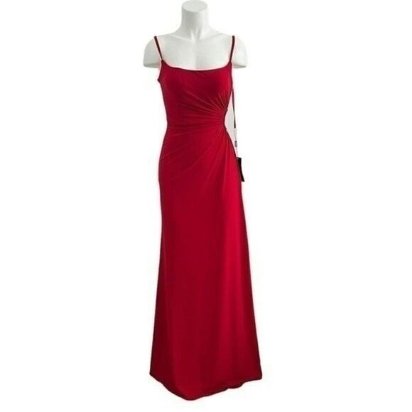 La Femme Red Side Cutout Gown Style 30439 NWT - Picture 3 of 12